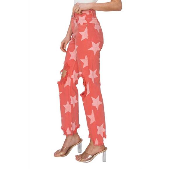 NEW RISEN star jeans in peach mango - Picture 2 of 3